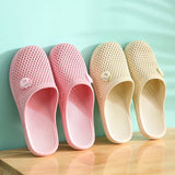 Fligmm Home Slippers Closed Toe Cutout Summer Women Fashion Flat Heel Slides Antislip Ladies Pink Beach Bathroom Indoor Slippers