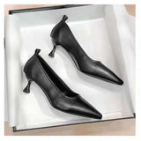 Fligmm Women Pumps Thin Heel Pointed Toe High Heels Women Soft Leather Soft Sole Versatile Comfortable Single Shoes Casual Solid Shoes