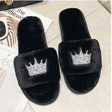 Fligmm 2024 Womens Fur Slipper Winter Shoes Big Size Home Autumn Plush Indoor Warm Fluffy Shoe Ladies Comfortable Slippers Women