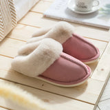 Fligmm Winter Warm Home Fur Slippers Women Luxury Faux Suede Plush Couple Cotton Shoes Indoor Bedroom Flat Heels Fluffy Slippers