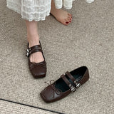 Fligmm Spring Women Mary Jane Shoes Fashion Square Toe Ladies Comfort Soft Sole Flats Women's Comfort Ballerinas Shoes