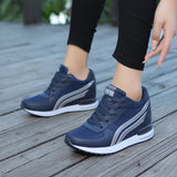 Fligmm Heels Wedges Sneakers Women Shoes Lace Up Breathable Spring Ladies Shoes Outdoors Walking Slip on Casual Shoes Heighten