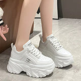 Fligmm White Black Chunky Sneakers Women Spring Autumn Thick Bottom Dad Shoes Woman Fashion PU Leather Platform Sneakers Ladies