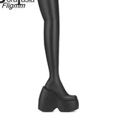 Fligmm Brand New Ladies High Platform Boots Fashion Wedges High Heels Women's Boots Party Sexy Thick Bottom Shoes Woman 0410