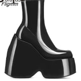 Fligmm Brand New Ladies High Platform Boots Fashion Wedges High Heels Women's Boots Party Sexy Thick Bottom Shoes Woman 0410