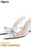 Fligmm 2023 Summer Transparent Heels For Women Luxury Pointed Toe Crystal Pumps Sexy Slingback Pumps Female Wedding Bride Shoes 0410