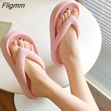 Fligmm Indoor Shoes Women 4.5cm Thick Bottom Platform Sea Flip-Flop Thong Sandals Summer Shoes Soft Bathroom Slippers 0410