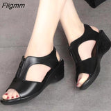 Fligmm Shoes for Women Summer Shoes Woman Fashion Peep Toe Elegant Comfort Beach Sandals Soft Leather Wearable Non-slip 0410