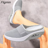 Fligmm Cushion Slip-On Women Walking Shoes Orthopedic Diabetic Ladies Platform Mules Mesh Lightweight Slippers Wedge Female Sneaker 0410