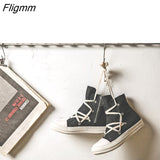 Fligmm Autumn New Style Women Casual Shoes Platform Sneakers PU Leather Shoes Woman High Top White Sewing Shoes Tenis Feminino 0410