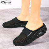 Fligmm Cushion Slip-On Women Walking Shoes Orthopedic Diabetic Ladies Platform Mules Mesh Lightweight Slippers Wedge Female Sneaker 0410