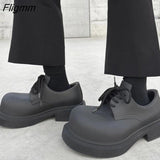 Fligmm Platform Women Loafers Fashion Round Toe Chunky Retro Flat Shoes Female Slip on Casual Women Low Top Thick Sole Single Shoe 0410