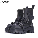 Fligmm Chelsea Women Short Botines Woman Fashion Thick Sole Flats Heels Ankle Booties Slip On Ladies Winter botas femininas 0410