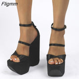 Fligmm New Ladies High Platform Summer Sandals Fashion Buckle Wedges High Heels women's Sandals Party Wedding Sexy Shoes Woman 0410