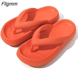 Fligmm Indoor Shoes Women 4.5cm Thick Bottom Platform Sea Flip-Flop Thong Sandals Summer Shoes Soft Bathroom Slippers 0410