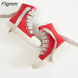 Fligmm Owenns High Top Lace Up Main Line Thick Sole Red Fashion Designer Sneakers Leather Men Women Casual Shoes couple Flats Boots 0410