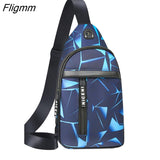 Fligmm Men's USB Chest Bag Designer Men Messenger Crossbody Package PU Leather Shoulder Bags Package Travel Chest Bag Bolso Hombre