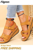 Fligmm Summer Hook Loop Wedges Sandals for Women Vintage Platform Rome Sandalias Mujer Lightweight Non-Slip Beach Shoes Sandals