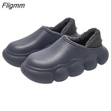 Fligmm Women Winter Fur Slippers Waterproof Warm Plush Household Slides Indoor Home Thick Sole Footwear Non-Slip Cloud  Plush Slides