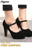 Fligmm Stiletto Heel Women's Shoes Classic Comfortable Pumps Belt Buckle Office Shoes Casual Elegant Chunky High Heels 2023