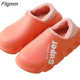 Fligmm Women Winter Fur Slippers Waterproof Warm Plush Household Slides Indoor Home Thick Sole Footwear Non-Slip Cloud  Plush Slides