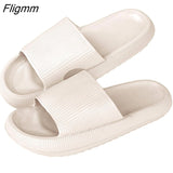 Fligmm Womens Slippers Beach Slides Cartoon Bear Flip Flops Men's Thick Sole Indoor Bathroom Anti-Slip Shoes 2023 Summer Couple Sandals