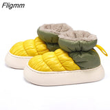 Fligmm Warm Women Snow Boots Winter New Style Men's Cotton Slippers Indoor Outdoor High Top Plush Lining Shoes Drop Shop