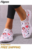 Fligmm Nurse Shoes Women Print Breathable Sneakers Woman Slip-on Light Non-slip Flats Ladies Soft Bottom Casual Sports Shoes