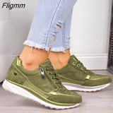 Fligmm Women Shoes Wedge Flat Shoes New Fashion Gold Sneakers Zipper Platform Trainers Women Shoes Casual Lace-Up Womens Sneakers 925