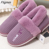 Fligmm Women Men Couples Home Slippers New Fashion Warm Winter Furry Soft Short Plush Slipper Non Slip Bedroom Slides Indoor Shoes