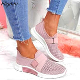 Fligmm Women Shoes Platform Women Sneakers Summer Mesh Comfy Sock Shoes Soft Rubber Sole Slip-On Hot Flat Woman Vulcanize Shoes