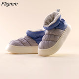 Fligmm Warm Women Snow Boots Winter New Style Men's Cotton Slippers Indoor Outdoor High Top Plush Lining Shoes Drop Shop