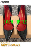 Fligmm fashion Women Shoes Patent Leather Woman Shoes Sexy Stilettos Ladies High Heels 12cm/10cm/8cm Pointed Toe Women Pumps