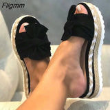 Fligmm Sandals Women 2023 New Summer Shoes Fashion Bow Sandals Slipper Indoor Outdoor Flip-flops Beach Shoes Female Slippers