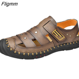 Fligmm Genuine Leather Men Sandals Summer Beach Shoes Men Breathable Wear-resistant Windproof Quick-drying Outdoor Sneakers