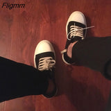 Fligmm Shoes For Women 2023 New Fashion Women Autumn Shoes Casual Sport Sneakers Breathable Solid Color black Platform Canvas Shoes