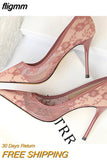 fligmm Shoes Mesh Hollow Lace Woman Pumps 2023 Spring Women Heels Sexy Party Shoes Thin Stiletto Heels Women Shoes 6 Colour