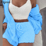 Fligmm Women Casual Sportswear Two Piece Sets Drawstring Crop Top and Shorts Summer Matching Set Athleisure 2023