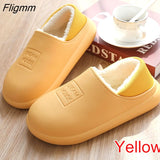 Fligmm Winter Waterproof Home Slippers Womens 2023 Plush Warm House Female Soft Slippers Non-Slip Memory Foam Couples Shoes Outdoor