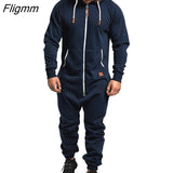 Fligmm Men Overalls Brand Long Sleeve Sweatshirt Garment Pajama Casual Tracksuit Jumpsuit Splicing Long Sleeve Male Clothes