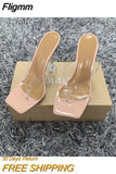 Fligmm New Designer PVC Transparent Female Slippers Sandals Women Sexy High heels Summer Party Ladies Clear Flip flops shoes