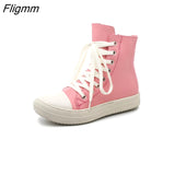 Fligmm Autumn New Style Women Casual Shoes Platform Sneakers PU Leather Shoes Woman High Top White Sewing Shoes Tenis Feminino