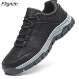 Fligmm Men Boots Outdoor Walking Casual Shoes Comfortable Leather Sneakers Men 2023 New Male Rubber Flats Ankle Boots Men Shoes Boots