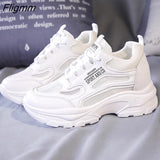 Fligmm Vulcanize Shoes Summer Shoes Women Fashion Sneakers Women Lace-Up Casual Flat Shoes Mesh Breathable Platform Sneakers