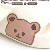 Fligmm Womens Slippers Beach Slides Cartoon Bear Flip Flops Men's Thick Sole Indoor Bathroom Anti-Slip Shoes 2023 Summer Couple Sandals