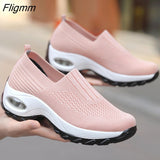 Fligmm Cushion Slip-On Women Walking Shoes Orthopedic Diabetic Ladies Platform Mules Mesh Lightweight Slippers Wedge Female Sneaker