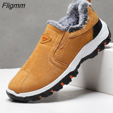 Fligmm Men Boots Winter Plush Ankle Boots for Men Outdoor Moccasin Keep Warm Sneakers Comfortable Lightweight Casual Shoes for Men