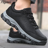 Fligmm Men Boots Outdoor Walking Casual Shoes Comfortable Leather Sneakers Men 2023 New Male Rubber Flats Ankle Boots Men Shoes Boots