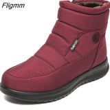 Fligmm Ankle Boots Women Waterproof Women Snow Boots Black Round Toe Shoes Woman Comfortable Female Flat Boots Sneakers Big Size