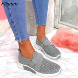 Fligmm Women Shoes Platform Women Sneakers Summer Mesh Comfy Sock Shoes Soft Rubber Sole Slip-On Hot Flat Woman Vulcanize Shoes